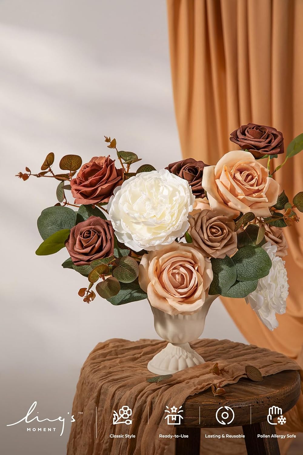 Artificial Flowers Fake Roses Faux Peony Foam Gardenia White | Foam Flower, Real Touch Filler Flower, Indoor Outdoor Decor, Table Centerpieces, Wedding Bouquets, Floral Arrangments, 23pcs
