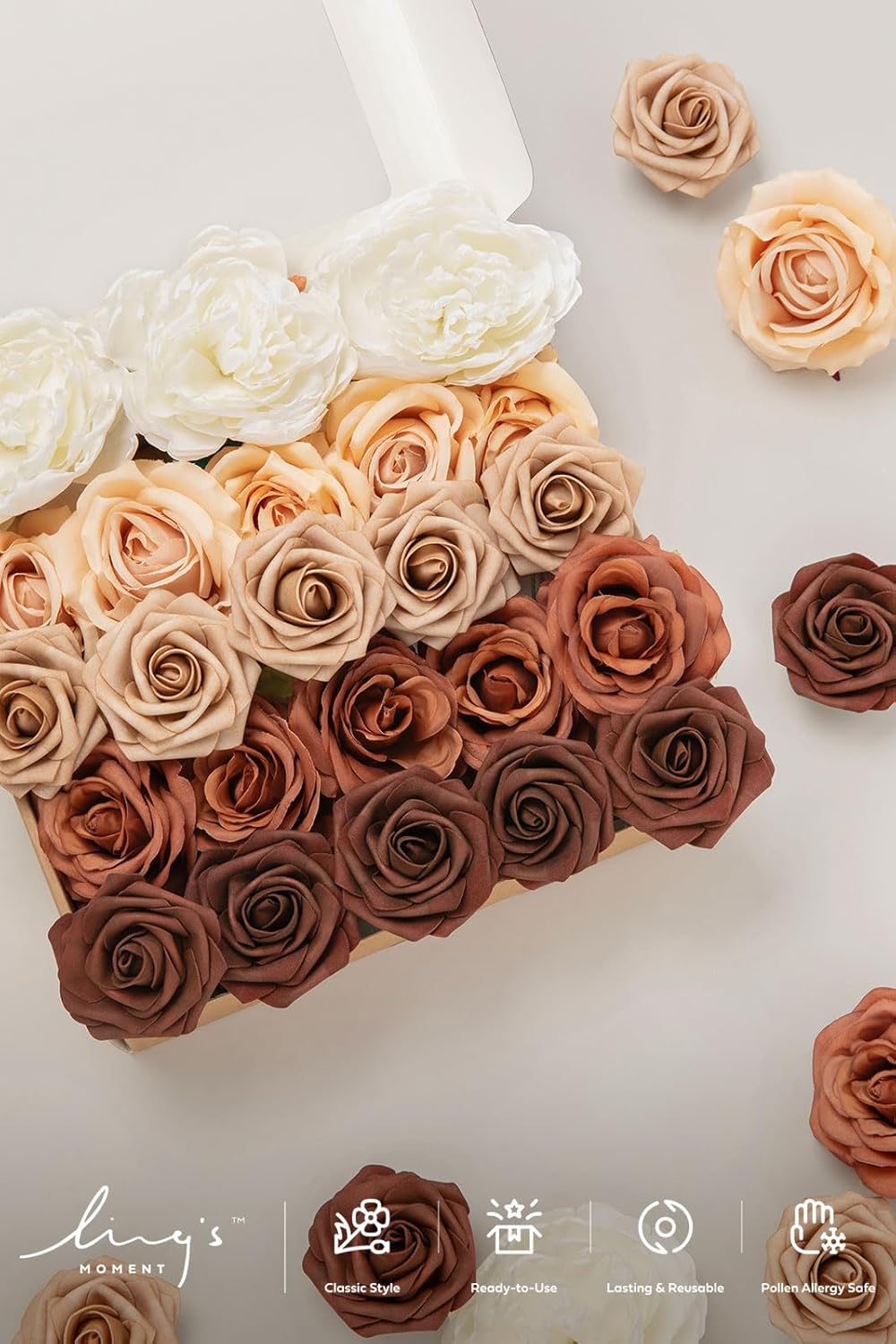 Artificial Flowers Fake Roses Faux Peony Foam Gardenia White | Foam Flower, Real Touch Filler Flower, Indoor Outdoor Decor, Table Centerpieces, Wedding Bouquets, Floral Arrangments, 23pcs