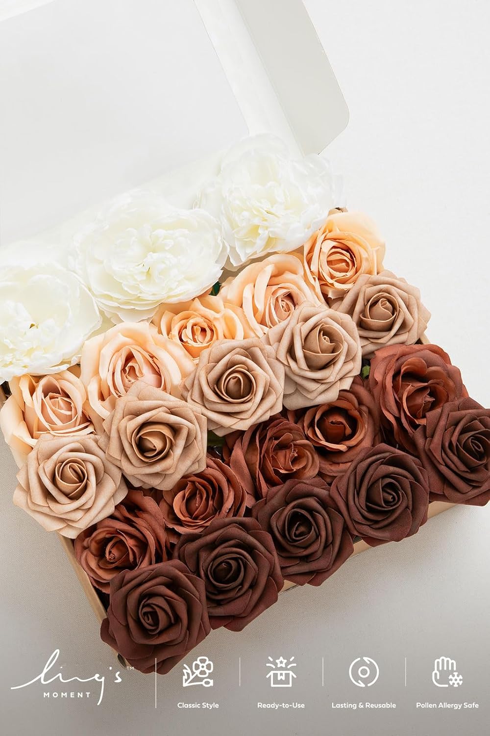 Artificial Flowers Fake Roses Faux Peony Foam Gardenia White | Foam Flower, Real Touch Filler Flower, Indoor Outdoor Decor, Table Centerpieces, Wedding Bouquets, Floral Arrangments, 23pcs