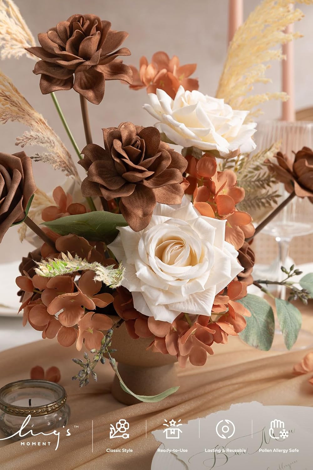 Artificial Flowers Fake Roses Faux Peony Foam Gardenia White | Foam Flower, Real Touch Filler Flower, Indoor Outdoor Decor, Table Centerpieces, Wedding Bouquets, Floral Arrangments, 23pcs