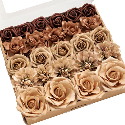 Artificial Flowers Fake Roses Faux Peony Foam Gardenia White | Foam Flower, Real Touch Filler Flower, Indoor Outdoor Decor, Table Centerpieces, Wedding Bouquets, Floral Arrangments, 23pcs