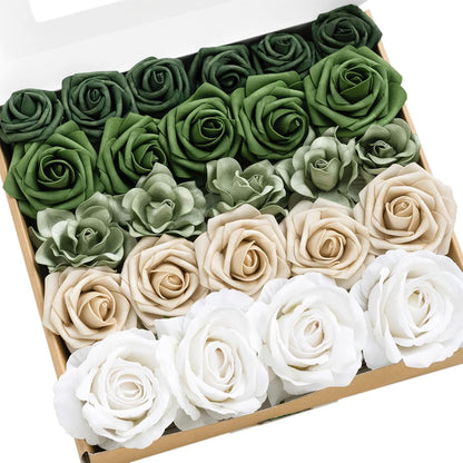 Artificial Flowers Fake Roses Faux Peony Foam Gardenia White | Foam Flower, Real Touch Filler Flower, Indoor Outdoor Decor, Table Centerpieces, Wedding Bouquets, Floral Arrangments, 23pcs