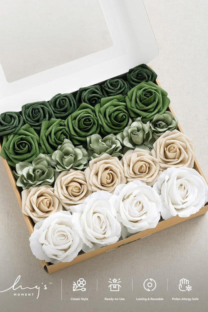 Artificial Flowers Fake Roses Faux Peony Foam Gardenia White | Foam Flower, Real Touch Filler Flower, Indoor Outdoor Decor, Table Centerpieces, Wedding Bouquets, Floral Arrangments, 23pcs