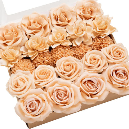 Artificial Flowers Fake Roses Faux Peony Foam Gardenia White | Foam Flower, Real Touch Filler Flower, Indoor Outdoor Decor, Table Centerpieces, Wedding Bouquets, Floral Arrangments, 23pcs