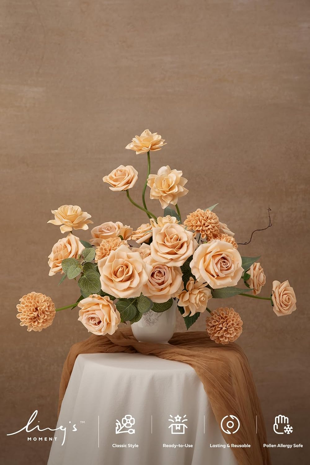 Artificial Flowers Fake Roses Faux Peony Foam Gardenia White | Foam Flower, Real Touch Filler Flower, Indoor Outdoor Decor, Table Centerpieces, Wedding Bouquets, Floral Arrangments, 23pcs
