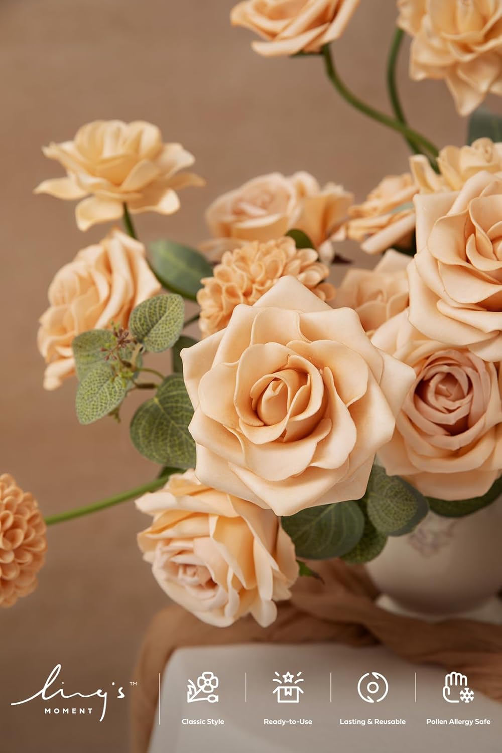 Artificial Flowers Fake Roses Faux Peony Foam Gardenia White | Foam Flower, Real Touch Filler Flower, Indoor Outdoor Decor, Table Centerpieces, Wedding Bouquets, Floral Arrangments, 23pcs