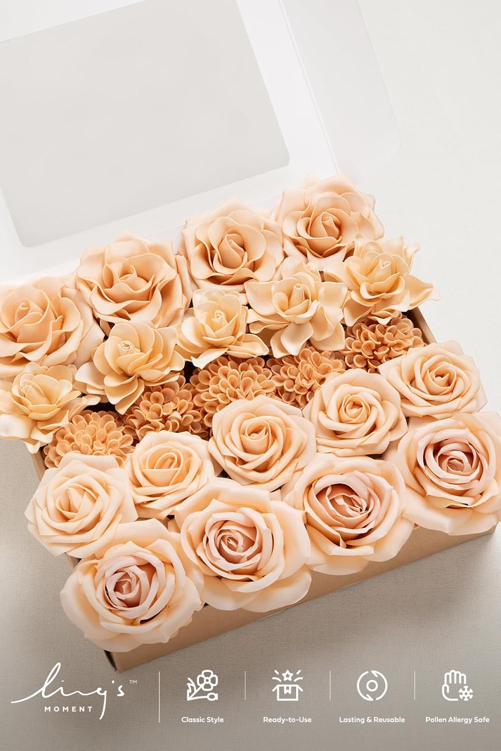 Artificial Flowers Fake Roses Faux Peony Foam Gardenia White | Foam Flower, Real Touch Filler Flower, Indoor Outdoor Decor, Table Centerpieces, Wedding Bouquets, Floral Arrangments, 23pcs