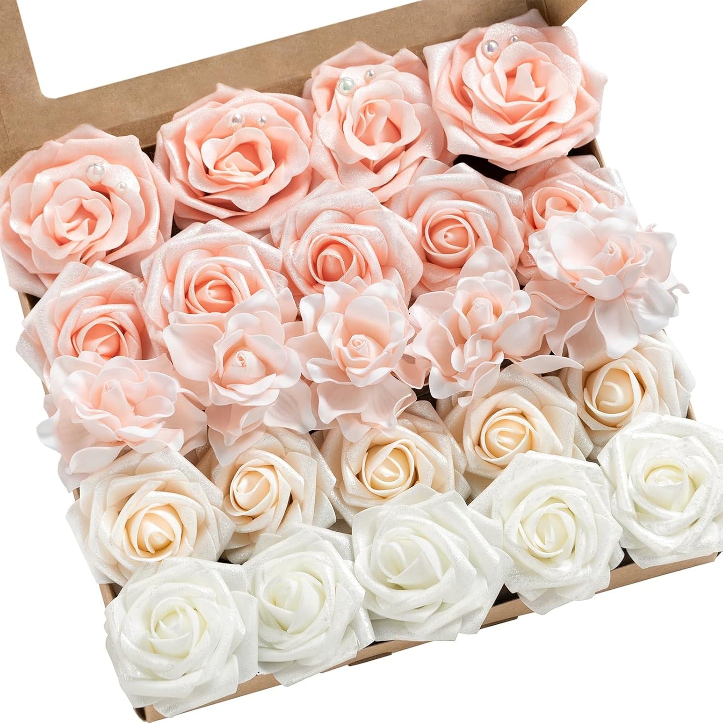 Artificial Flowers Fake Roses Faux Peony Foam Gardenia White | Foam Flower, Real Touch Filler Flower, Indoor Outdoor Decor, Table Centerpieces, Wedding Bouquets, Floral Arrangments, 23pcs