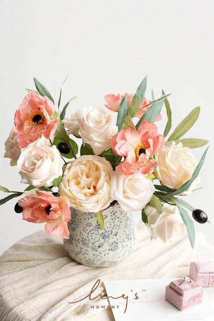 Artificial Flowers Fake Roses Faux Peony Foam Gardenia White | Foam Flower, Real Touch Filler Flower, Indoor Outdoor Decor, Table Centerpieces, Wedding Bouquets, Floral Arrangments, 23pcs