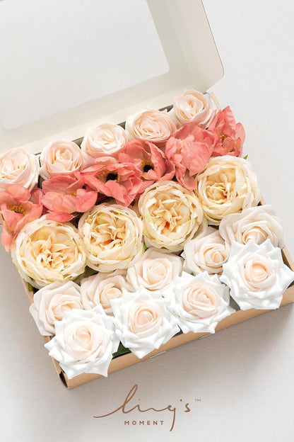 Artificial Flowers Fake Roses Faux Peony Foam Gardenia White | Foam Flower, Real Touch Filler Flower, Indoor Outdoor Decor, Table Centerpieces, Wedding Bouquets, Floral Arrangments, 23pcs