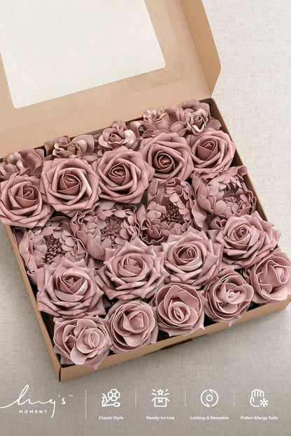 Artificial Flowers Fake Roses Faux Peony Foam Gardenia White | Foam Flower, Real Touch Filler Flower, Indoor Outdoor Decor, Table Centerpieces, Wedding Bouquets, Floral Arrangments, 23pcs