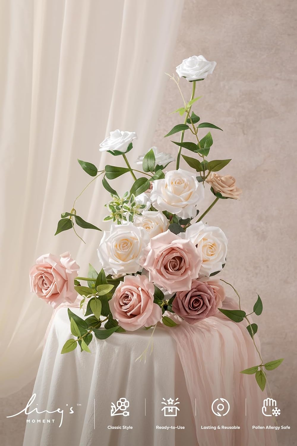 Artificial Flowers Fake Roses Faux Peony Foam Gardenia White | Foam Flower, Real Touch Filler Flower, Indoor Outdoor Decor, Table Centerpieces, Wedding Bouquets, Floral Arrangments, 23pcs