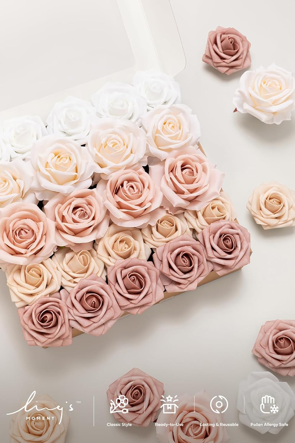 Artificial Flowers Fake Roses Faux Peony Foam Gardenia White | Foam Flower, Real Touch Filler Flower, Indoor Outdoor Decor, Table Centerpieces, Wedding Bouquets, Floral Arrangments, 23pcs