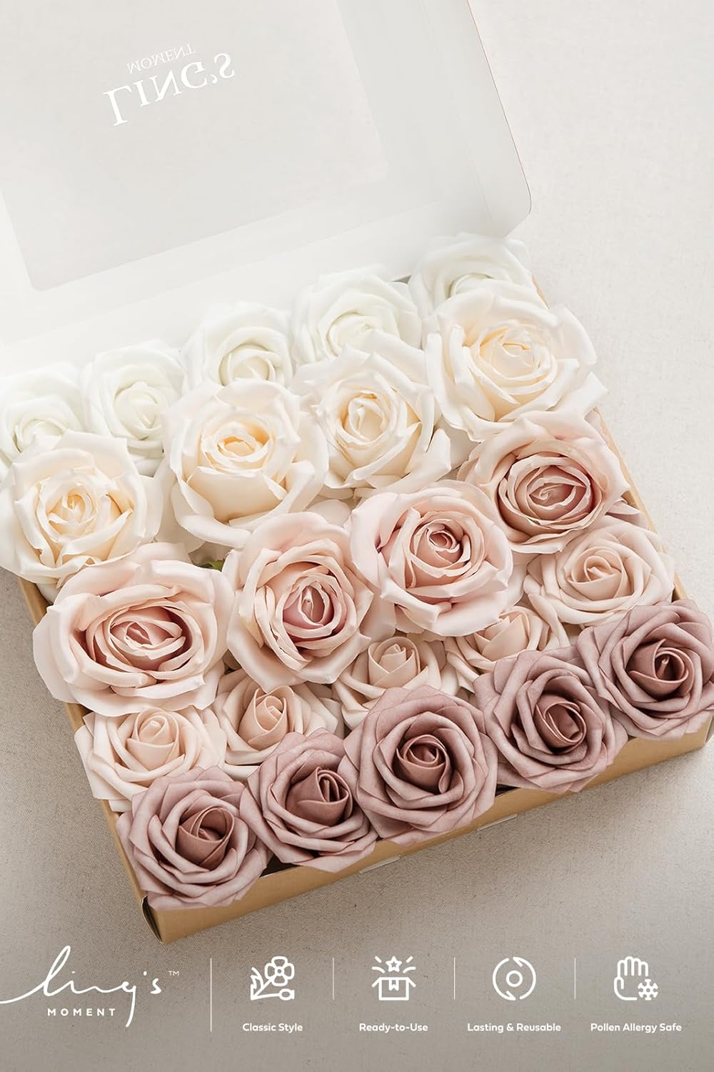 Artificial Flowers Fake Roses Faux Peony Foam Gardenia White | Foam Flower, Real Touch Filler Flower, Indoor Outdoor Decor, Table Centerpieces, Wedding Bouquets, Floral Arrangments, 23pcs