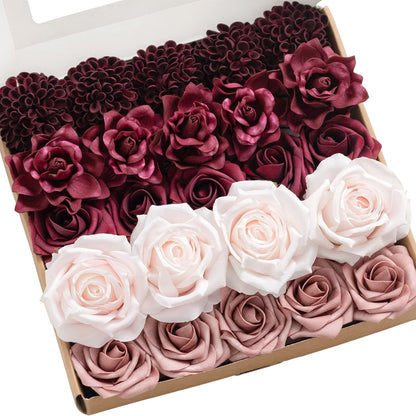 Artificial Flowers Fake Roses Faux Peony Foam Gardenia White | Foam Flower, Real Touch Filler Flower, Indoor Outdoor Decor, Table Centerpieces, Wedding Bouquets, Floral Arrangments, 23pcs