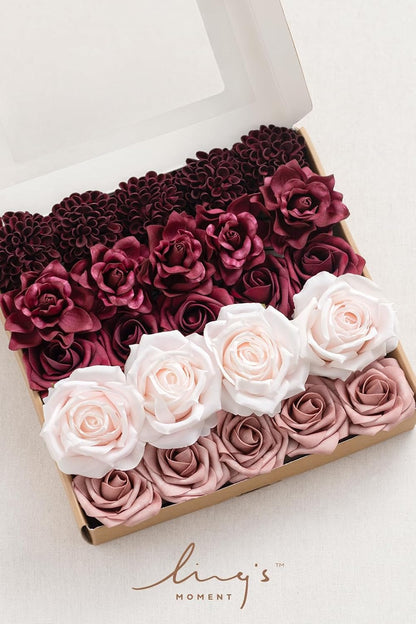Artificial Flowers Fake Roses Faux Peony Foam Gardenia White | Foam Flower, Real Touch Filler Flower, Indoor Outdoor Decor, Table Centerpieces, Wedding Bouquets, Floral Arrangments, 23pcs
