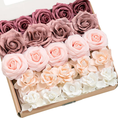 Artificial Flowers Fake Roses Faux Peony Foam Gardenia White | Foam Flower, Real Touch Filler Flower, Indoor Outdoor Decor, Table Centerpieces, Wedding Bouquets, Floral Arrangments, 23pcs