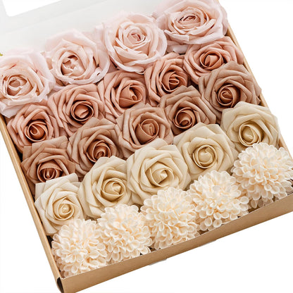 Artificial Flowers Fake Roses Faux Peony Foam Gardenia White | Foam Flower, Real Touch Filler Flower, Indoor Outdoor Decor, Table Centerpieces, Wedding Bouquets, Floral Arrangments, 23pcs
