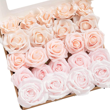 Artificial Flowers Fake Roses Faux Peony Foam Gardenia White | Foam Flower, Real Touch Filler Flower, Indoor Outdoor Decor, Table Centerpieces, Wedding Bouquets, Floral Arrangments, 23pcs
