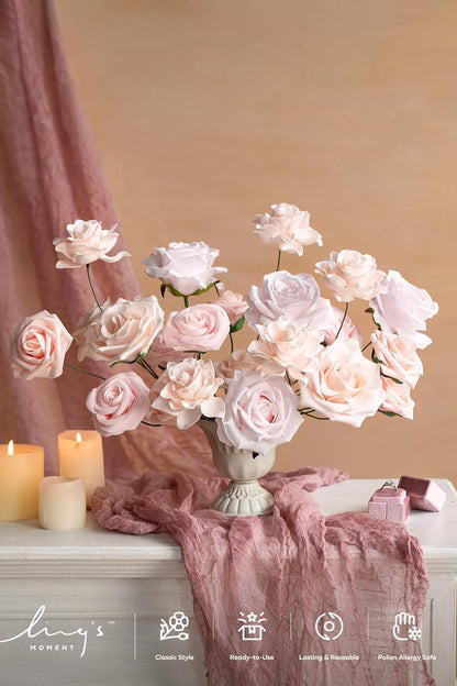 Artificial Flowers Fake Roses Faux Peony Foam Gardenia White | Foam Flower, Real Touch Filler Flower, Indoor Outdoor Decor, Table Centerpieces, Wedding Bouquets, Floral Arrangments, 23pcs