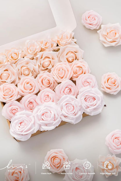 Artificial Flowers Fake Roses Faux Peony Foam Gardenia White | Foam Flower, Real Touch Filler Flower, Indoor Outdoor Decor, Table Centerpieces, Wedding Bouquets, Floral Arrangments, 23pcs
