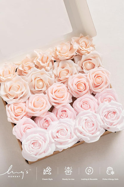 Artificial Flowers Fake Roses Faux Peony Foam Gardenia White | Foam Flower, Real Touch Filler Flower, Indoor Outdoor Decor, Table Centerpieces, Wedding Bouquets, Floral Arrangments, 23pcs