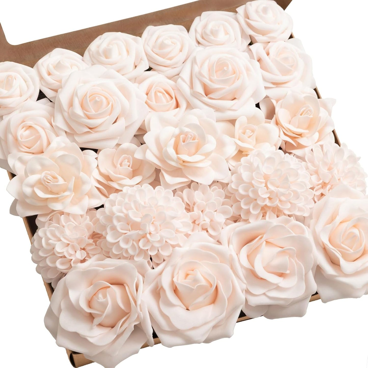 Artificial Flowers Fake Roses Faux Peony Foam Gardenia White | Foam Flower, Real Touch Filler Flower, Indoor Outdoor Decor, Table Centerpieces, Wedding Bouquets, Floral Arrangments, 23pcs