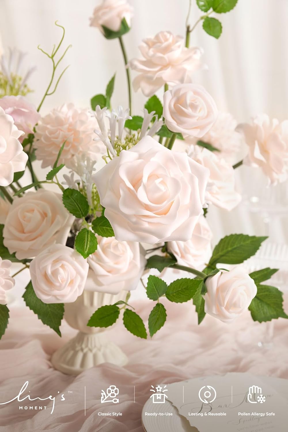 Artificial Flowers Fake Roses Faux Peony Foam Gardenia White | Foam Flower, Real Touch Filler Flower, Indoor Outdoor Decor, Table Centerpieces, Wedding Bouquets, Floral Arrangments, 23pcs