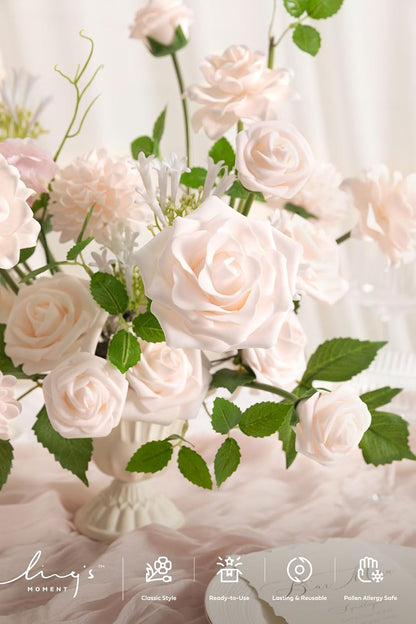 Artificial Flowers Fake Roses Faux Peony Foam Gardenia White | Foam Flower, Real Touch Filler Flower, Indoor Outdoor Decor, Table Centerpieces, Wedding Bouquets, Floral Arrangments, 23pcs