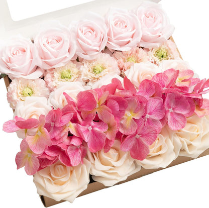 Artificial Flowers Fake Roses Faux Peony Foam Gardenia White | Foam Flower, Real Touch Filler Flower, Indoor Outdoor Decor, Table Centerpieces, Wedding Bouquets, Floral Arrangments, 23pcs