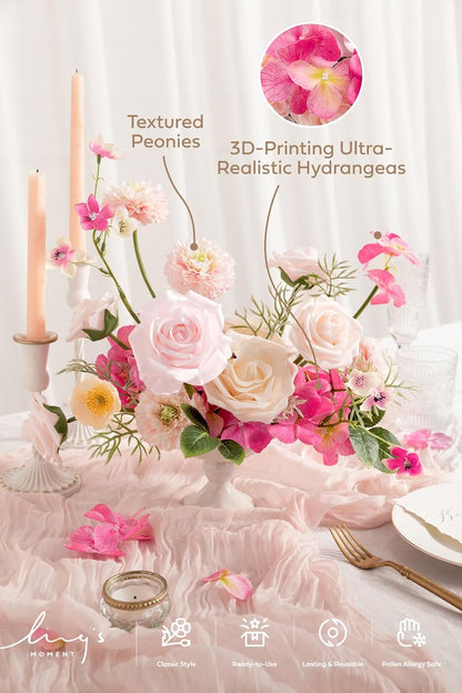 Artificial Flowers Fake Roses Faux Peony Foam Gardenia White | Foam Flower, Real Touch Filler Flower, Indoor Outdoor Decor, Table Centerpieces, Wedding Bouquets, Floral Arrangments, 23pcs