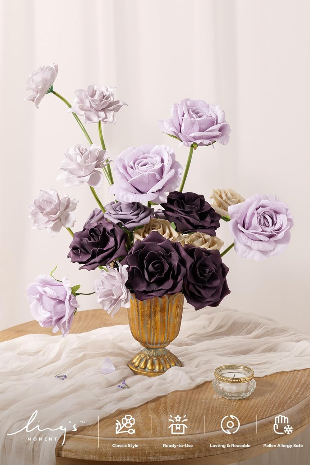 Artificial Flowers Fake Roses Faux Peony Foam Gardenia White | Foam Flower, Real Touch Filler Flower, Indoor Outdoor Decor, Table Centerpieces, Wedding Bouquets, Floral Arrangments, 23pcs
