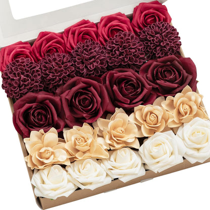 Artificial Flowers Fake Roses Faux Peony Foam Gardenia White | Foam Flower, Real Touch Filler Flower, Indoor Outdoor Decor, Table Centerpieces, Wedding Bouquets, Floral Arrangments, 23pcs