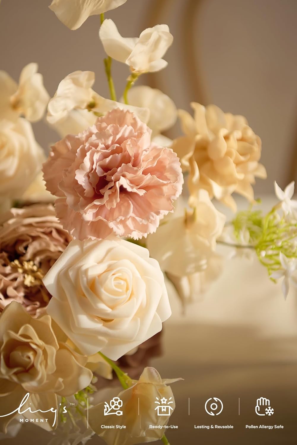 Artificial Flowers Fake Roses Faux Peony Foam Gardenia White | Foam Flower, Real Touch Filler Flower, Indoor Outdoor Decor, Table Centerpieces, Wedding Bouquets, Floral Arrangments, 23pcs