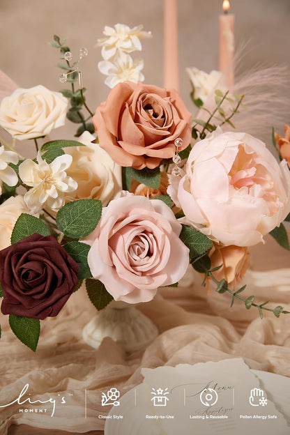 Artificial Flowers Fake Roses Faux Peony Foam Gardenia White | Foam Flower, Real Touch Filler Flower, Indoor Outdoor Decor, Table Centerpieces, Wedding Bouquets, Floral Arrangments, 23pcs