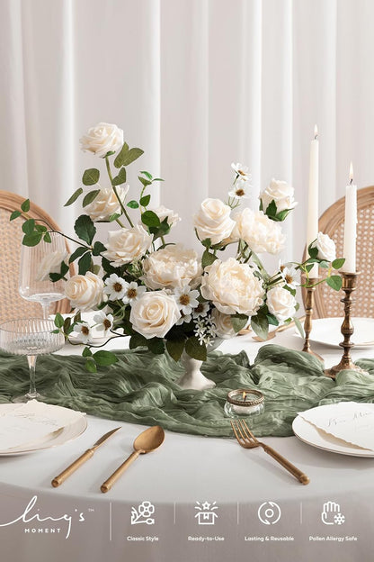 Artificial Flowers Fake Roses Faux Peony Foam Gardenia White | Foam Flower, Real Touch Filler Flower, Indoor Outdoor Decor, Table Centerpieces, Wedding Bouquets, Floral Arrangments, 23pcs
