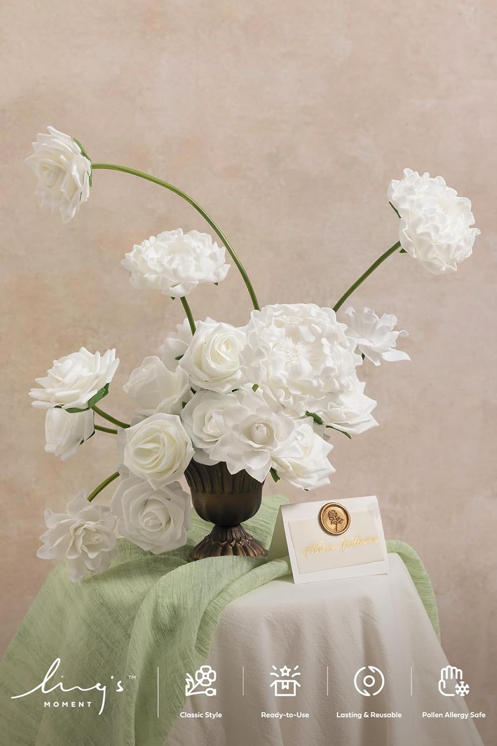 Artificial Flowers Fake Roses Faux Peony Foam Gardenia White | Foam Flower, Real Touch Filler Flower, Indoor Outdoor Decor, Table Centerpieces, Wedding Bouquets, Floral Arrangments, 23pcs