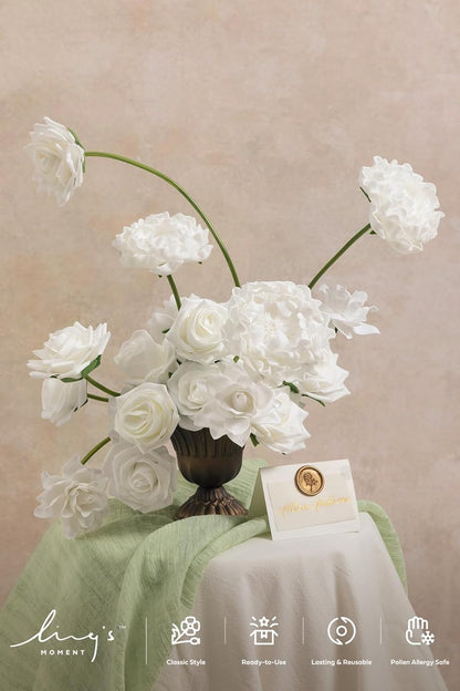 Artificial Flowers Fake Roses Faux Peony Foam Gardenia White | Foam Flower, Real Touch Filler Flower, Indoor Outdoor Decor, Table Centerpieces, Wedding Bouquets, Floral Arrangments, 23pcs