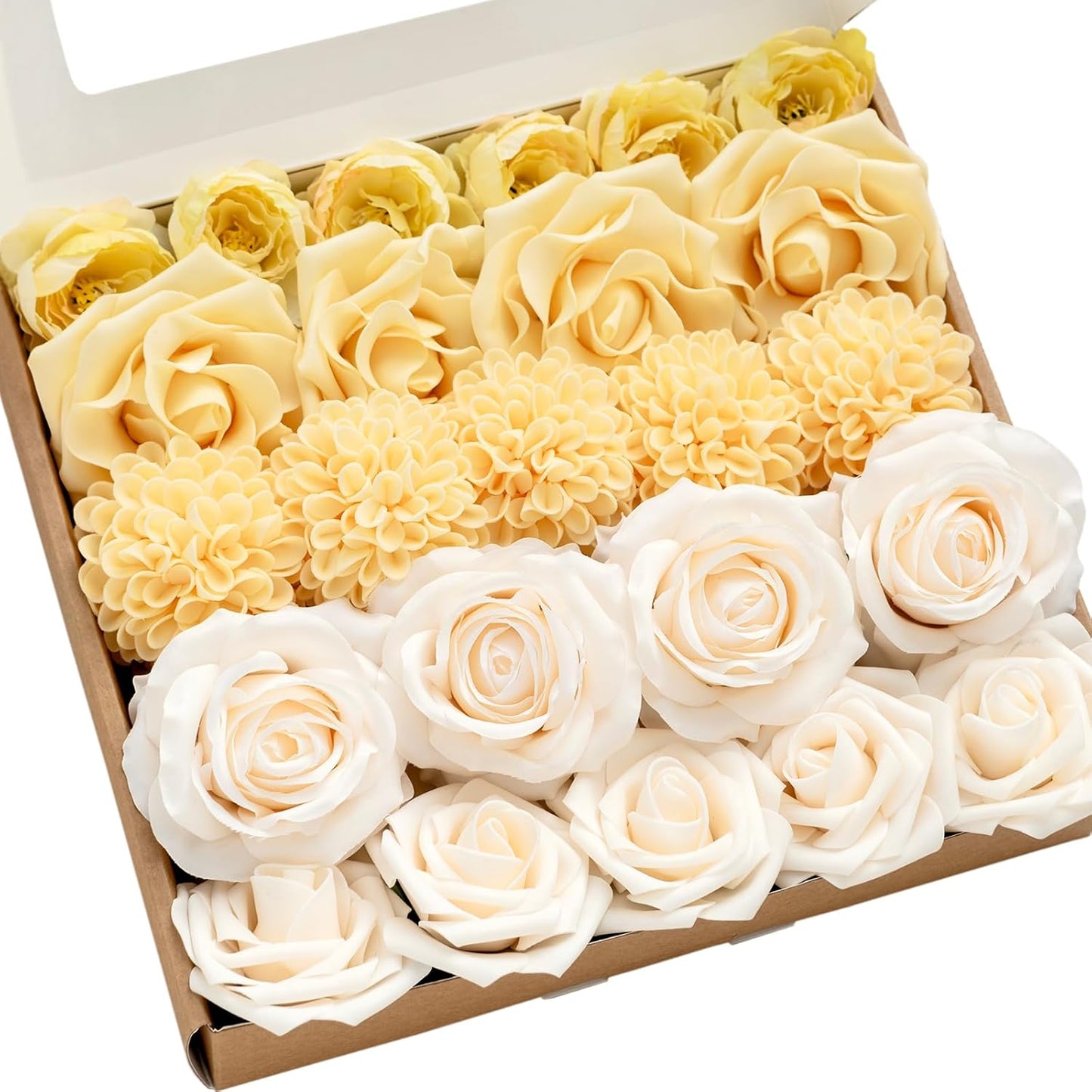 Artificial Flowers Fake Roses Faux Peony Foam Gardenia White | Foam Flower, Real Touch Filler Flower, Indoor Outdoor Decor, Table Centerpieces, Wedding Bouquets, Floral Arrangments, 23pcs