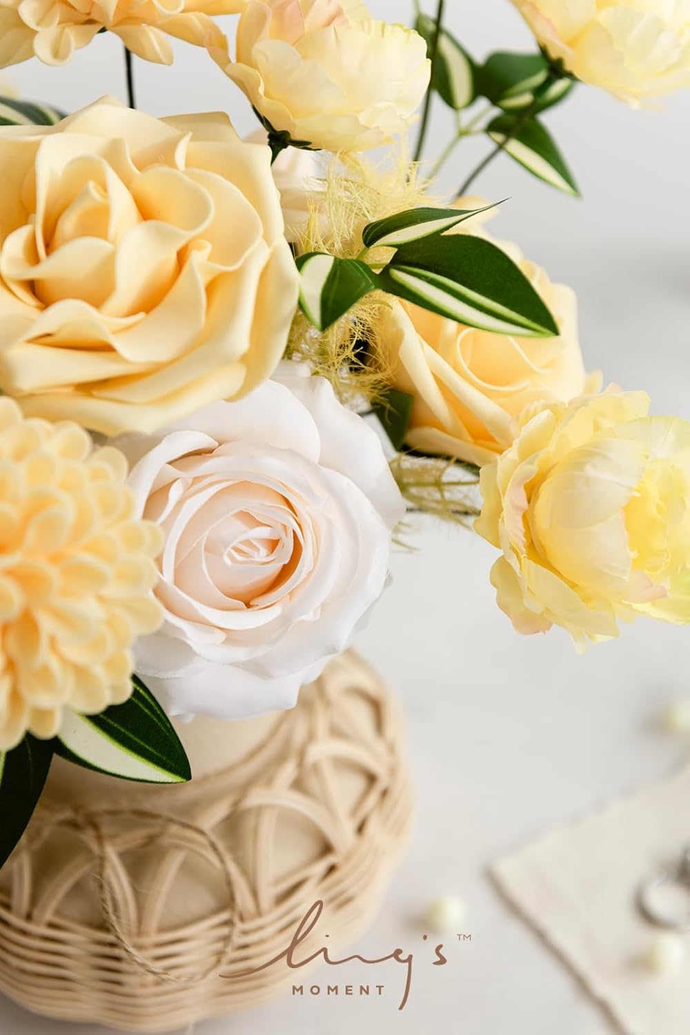Artificial Flowers Fake Roses Faux Peony Foam Gardenia White | Foam Flower, Real Touch Filler Flower, Indoor Outdoor Decor, Table Centerpieces, Wedding Bouquets, Floral Arrangments, 23pcs