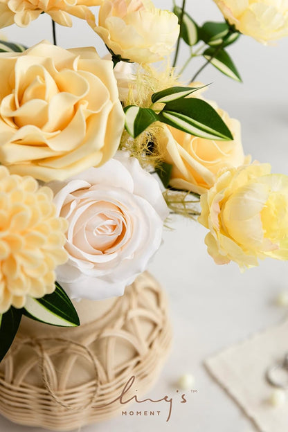 Artificial Flowers Fake Roses Faux Peony Foam Gardenia White | Foam Flower, Real Touch Filler Flower, Indoor Outdoor Decor, Table Centerpieces, Wedding Bouquets, Floral Arrangments, 23pcs