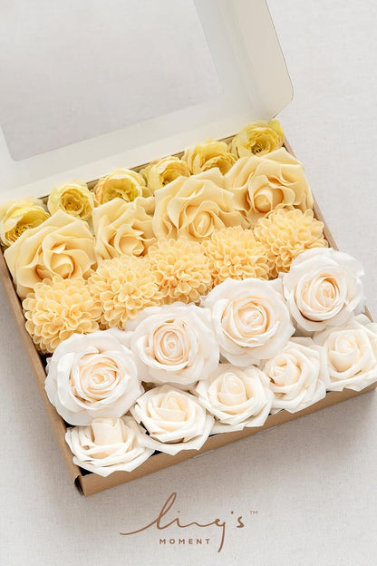 Artificial Flowers Fake Roses Faux Peony Foam Gardenia White | Foam Flower, Real Touch Filler Flower, Indoor Outdoor Decor, Table Centerpieces, Wedding Bouquets, Floral Arrangments, 23pcs