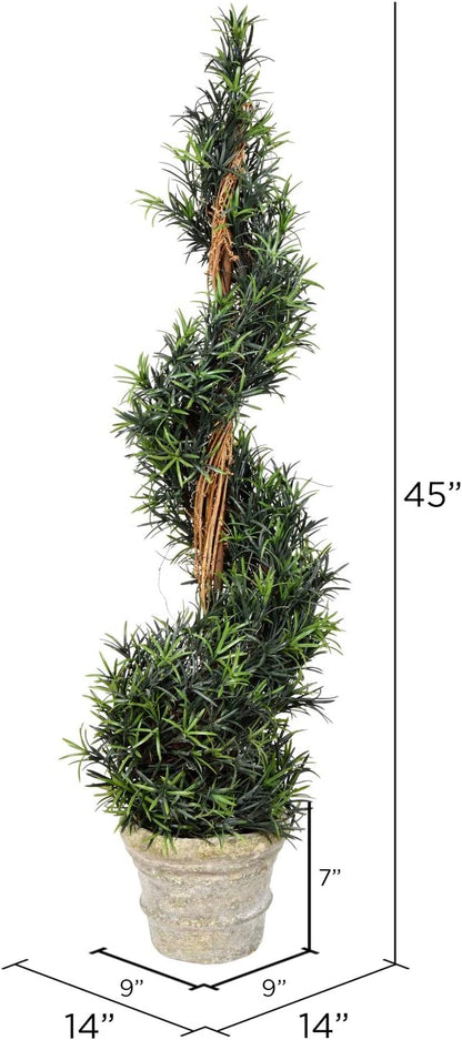 Everyday Artificial Spiral Rosemary Tree 54 Inch Tall - Potted Natural Green Topiary - Indoor Home Living Room Office Faux Decor - Maintenance Free