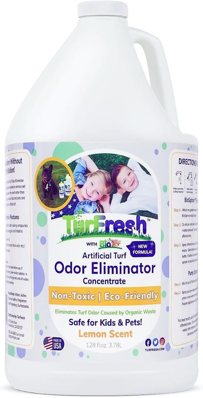 BioX Artificial Turf Odor Eliminator – Yard Deodorizer for Dog Urine & Feces – Natural Concentrate Outdoor Cleaner – Safe for Kids & Pets – 1 Gallon Fresh Cut Grass Scent