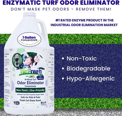 BioX Artificial Turf Odor Eliminator – Yard Deodorizer for Dog Urine & Feces – Natural Concentrate Outdoor Cleaner – Safe for Kids & Pets – 1 Gallon Fresh Cut Grass Scent