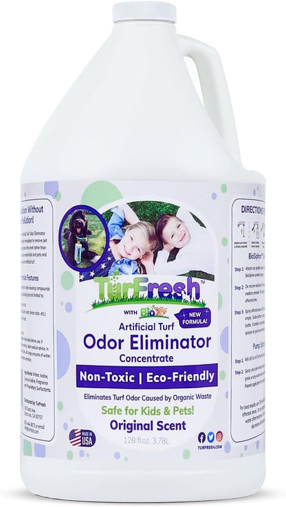 BioX Artificial Turf Odor Eliminator – Yard Deodorizer for Dog Urine & Feces – Natural Concentrate Outdoor Cleaner – Safe for Kids & Pets – 1 Gallon Fresh Cut Grass Scent
