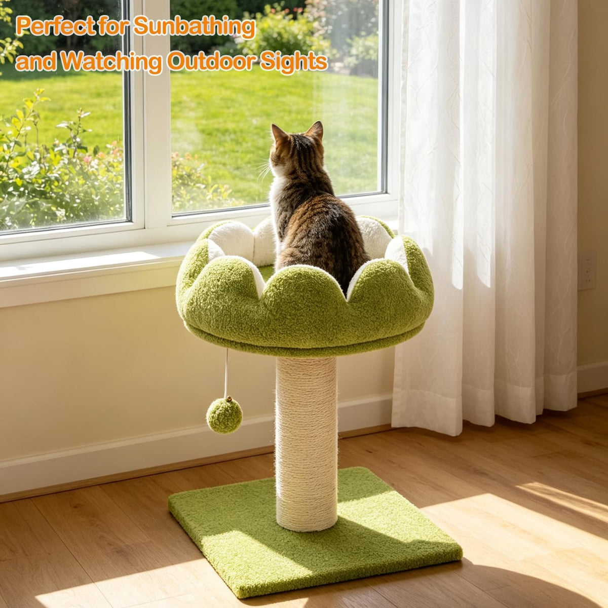 Flower Cat Scratching Post for Indoor Cats Scratcher with Bed
