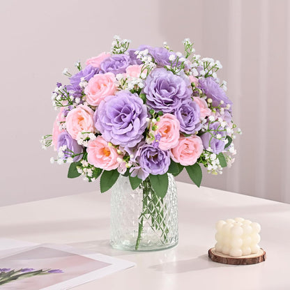 2 Bouquets Peonies Artificial Flowers, Mixed Pink Fake Flowers | Large 3.5-In Realistic Blooms, Soft Silk Petals, 12-In Flexible Stems, Home Decor, Wedding Centerpieces, Vase Decor