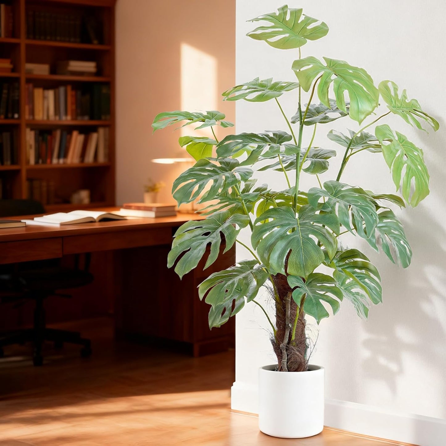 60 Inches Artificial Monstera Deliciosa Plant 5ft Fake Swiss Cheese Potted Faux Tropical Floor Plants, Potted Faux Tree for Home Office Living Room Decor