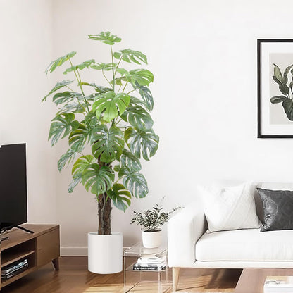60 Inches Artificial Monstera Deliciosa Plant 5ft Fake Swiss Cheese Potted Faux Tropical Floor Plants, Potted Faux Tree for Home Office Living Room Decor